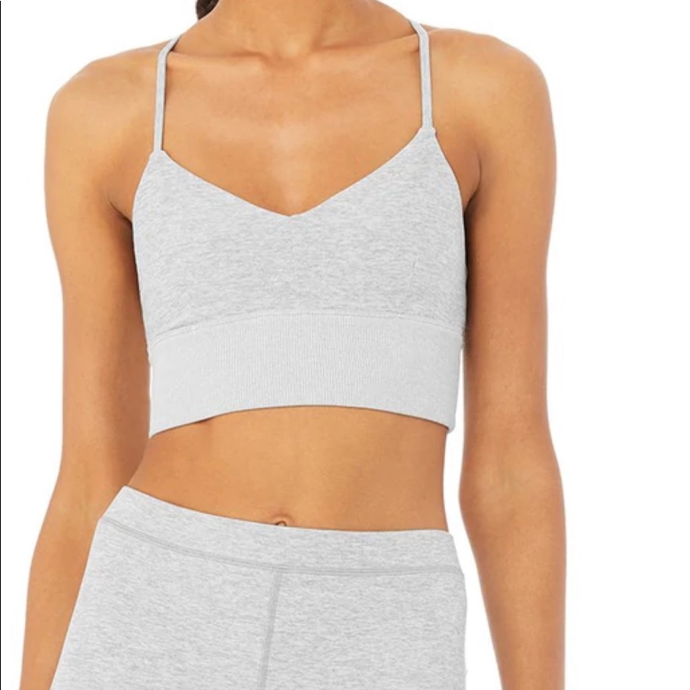 Alo yoga alosoft lavish sports bra zinc heather